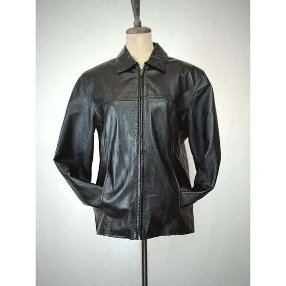 Fionte Italian Black Leather Mens Bomber Jacket XS #1-0164 Italy - Picture 2 of 13